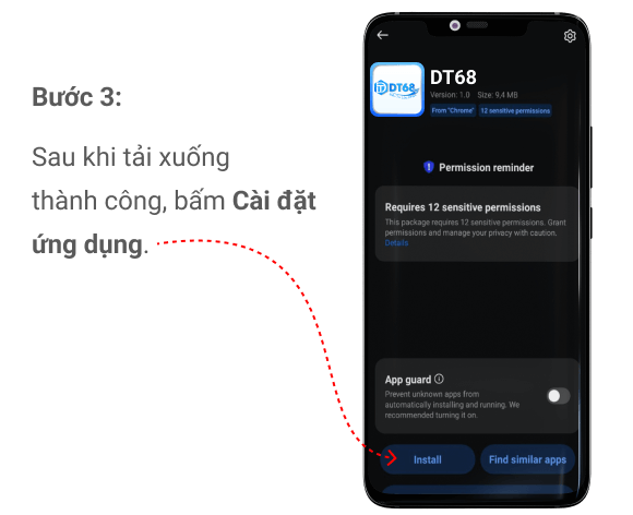 Ảnh chụp màn hình cài đặt APK DT68 trên Android